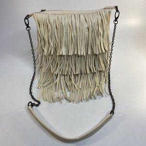 Womens White STEVE MADDEN GIRL Fringe Designer Crossbody Bag Shoulder Purse